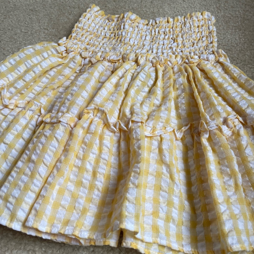 Sincerely Jules Yellow Gingham Smocked Tiered Skirt - Picture 2 of 6